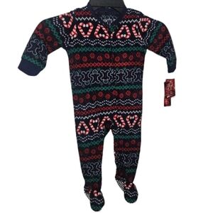 NWT Jammies For Your Families One-Piece Footed Infant Christmas Pajamas